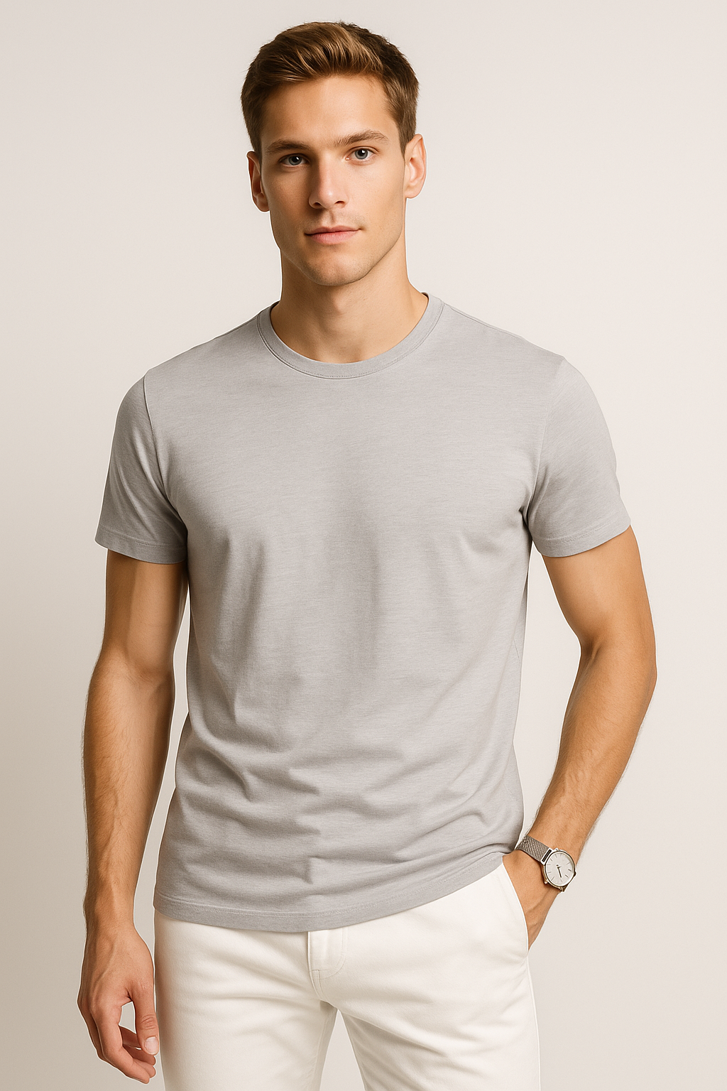 Playeras Para Hombre Cuello Redondo Basica APCR Gris