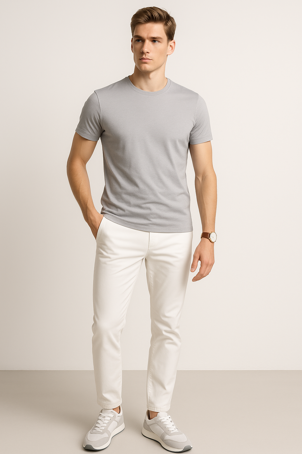 Playeras Para Hombre Cuello Redondo Basica APCR Gris