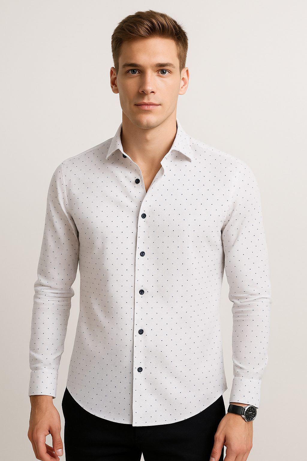 Camisas Para Hombre Slim Fit Microestampado B51315 Blanco