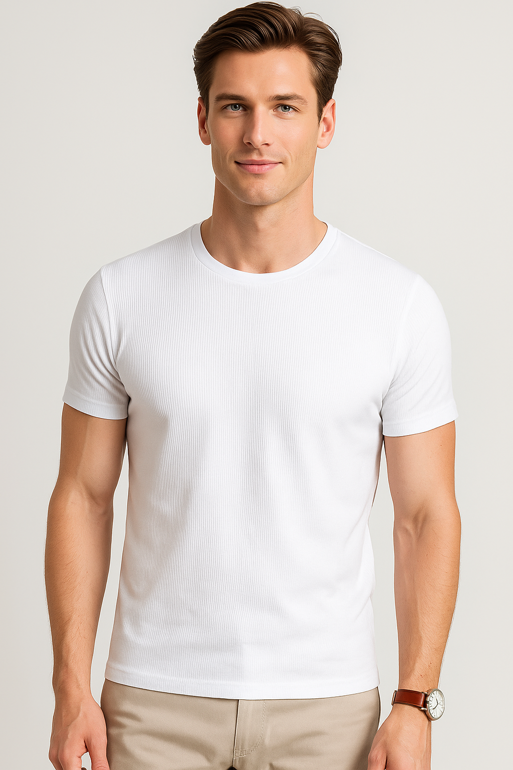Playeras Para Hombre Acanalada A51302 Blanco