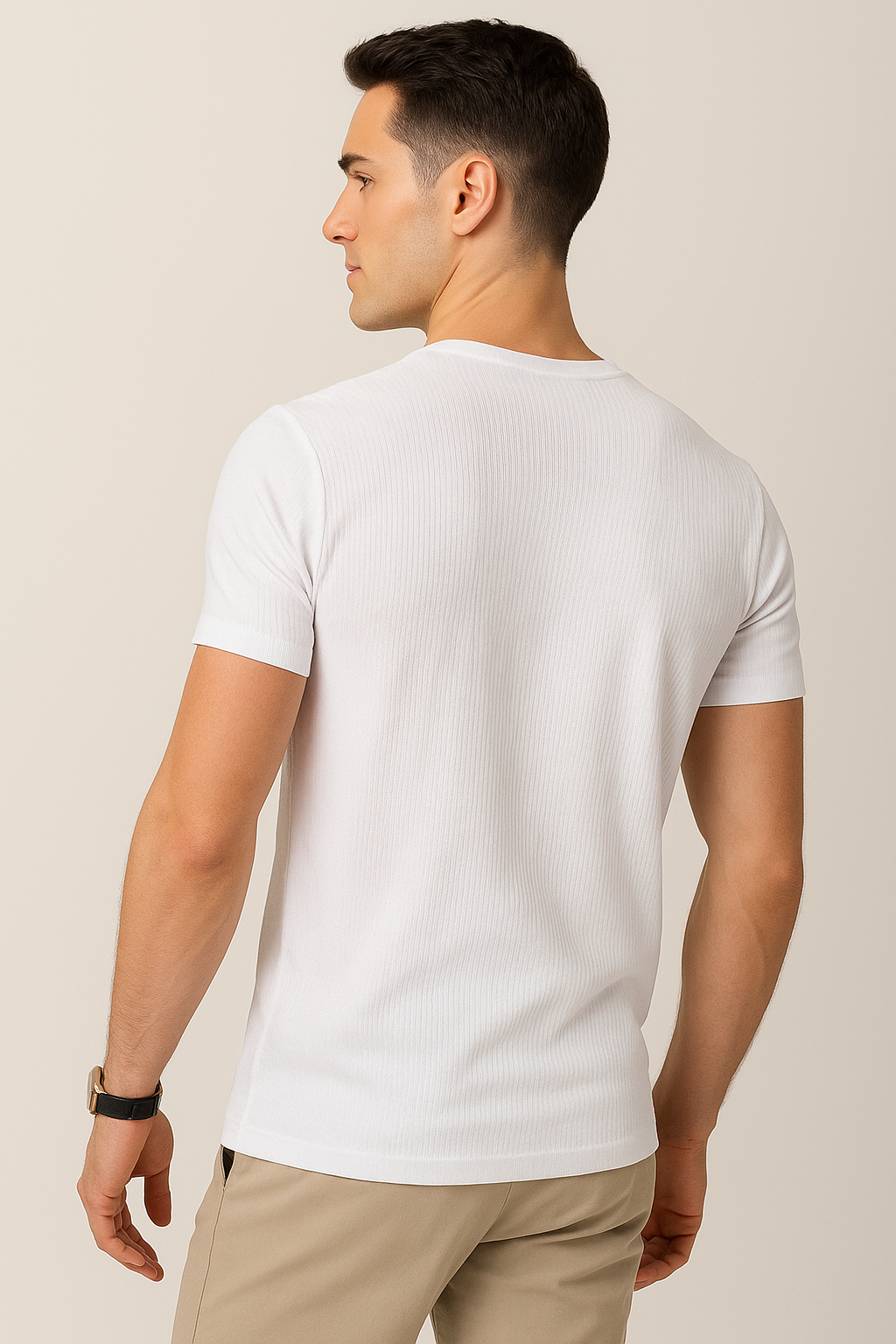 Playeras Para Hombre Acanalada A51302 Blanco