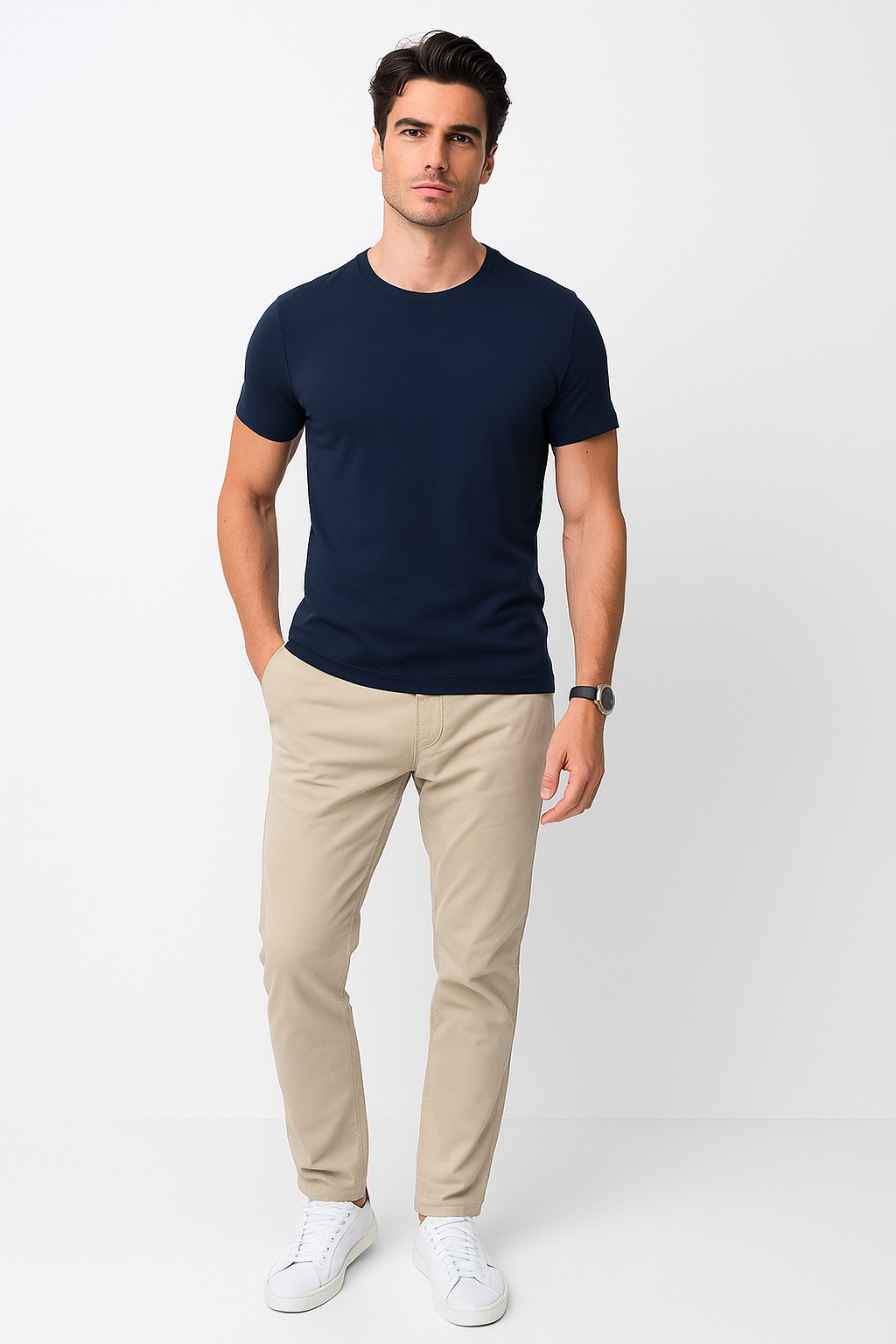 Playeras Para Hombre Acanalada A51302 Marino