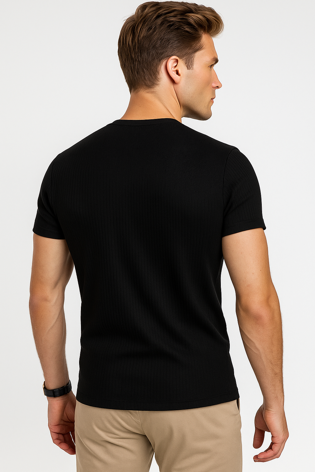 Playeras Para Hombre Acanalada A51302 Negro