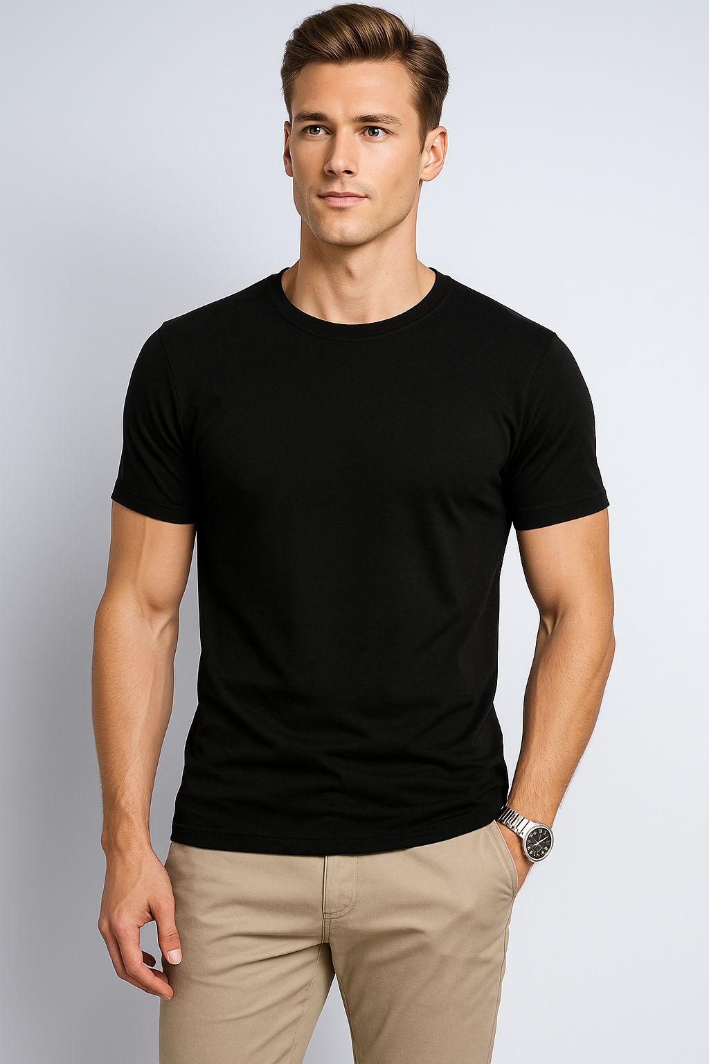 Playeras Para Hombre Acanalada A51302 Negro