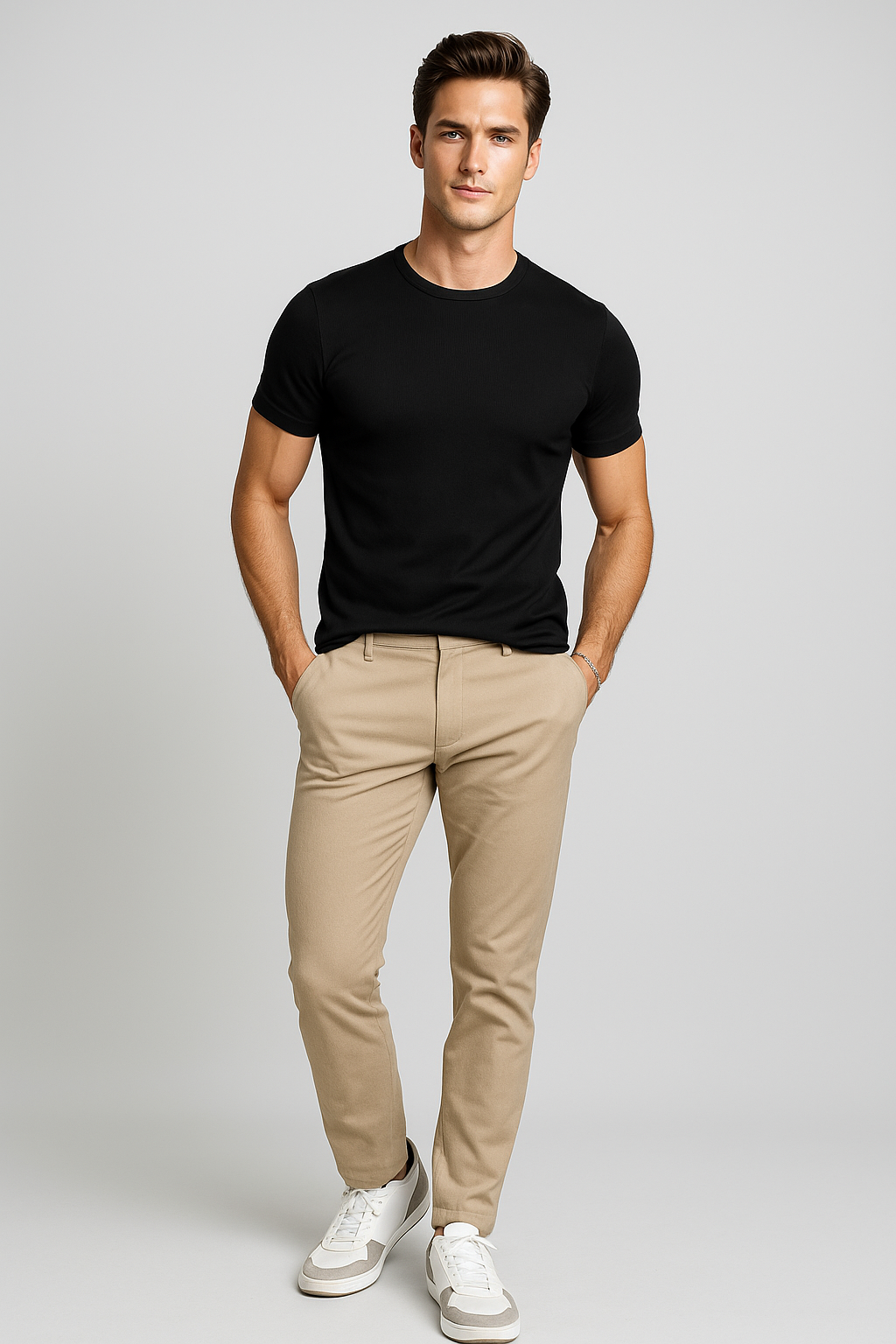 Playeras Para Hombre Acanalada A51302 Negro