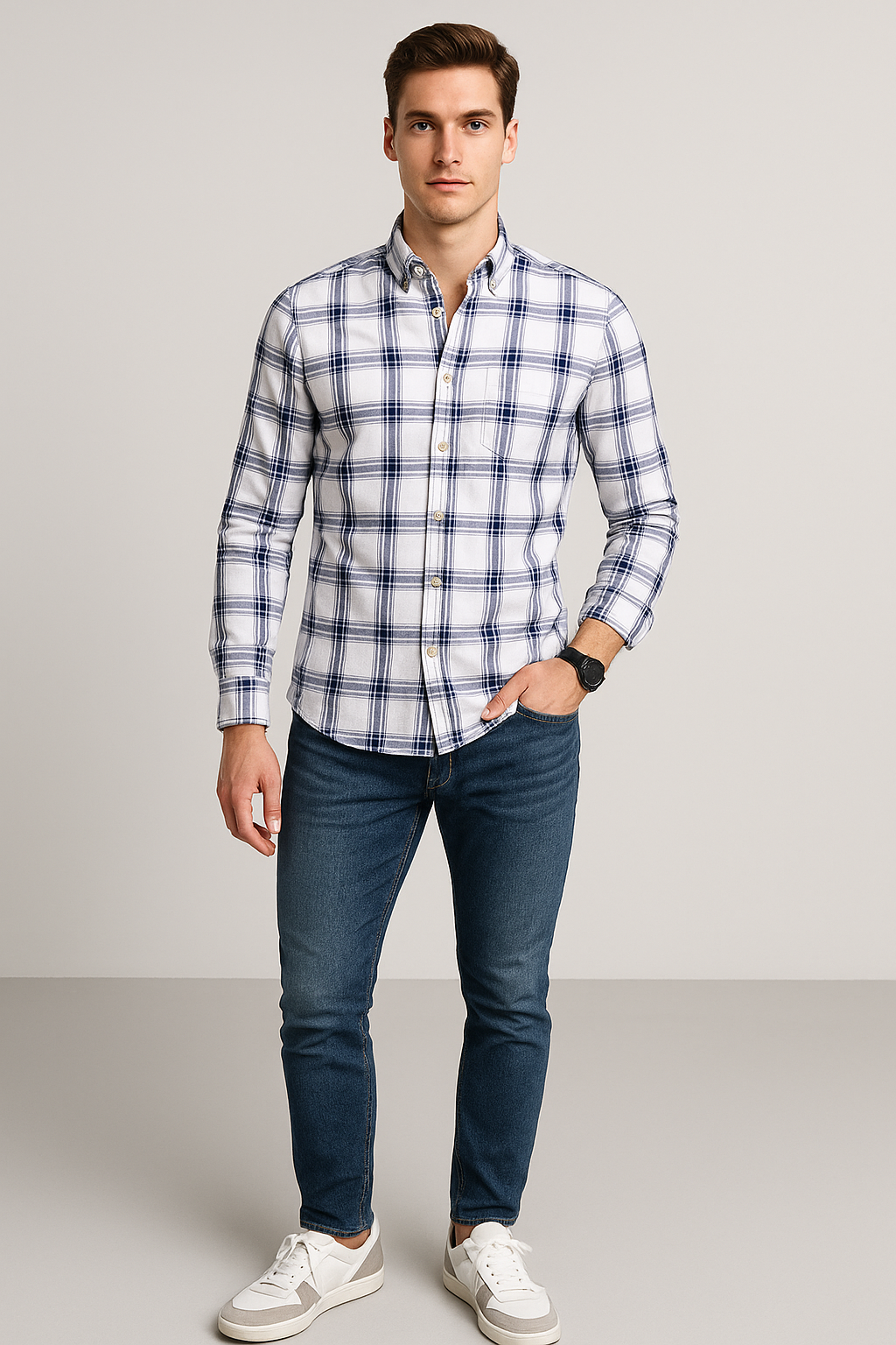 Camisas Para Hombre Regular Fit B51105 Blanco