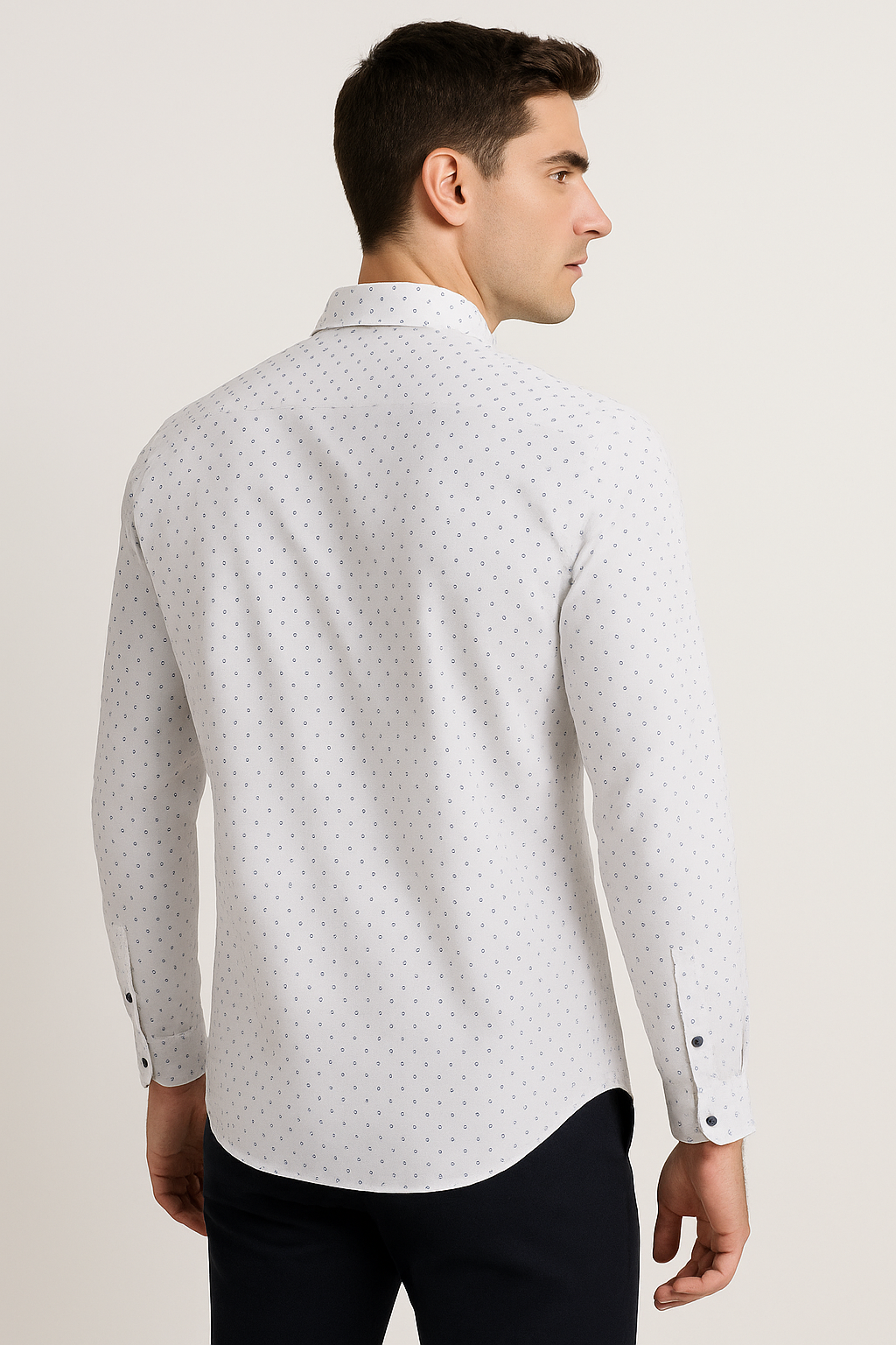 Camisas Para Hombre Slim Fit Microcuadros B51313 Blanco