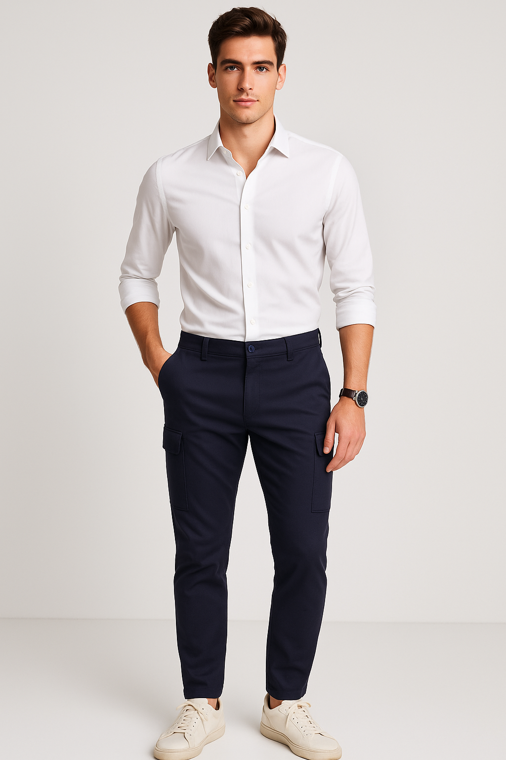 Pantalones Para Hombre Cargo Stretch G45302 Marino