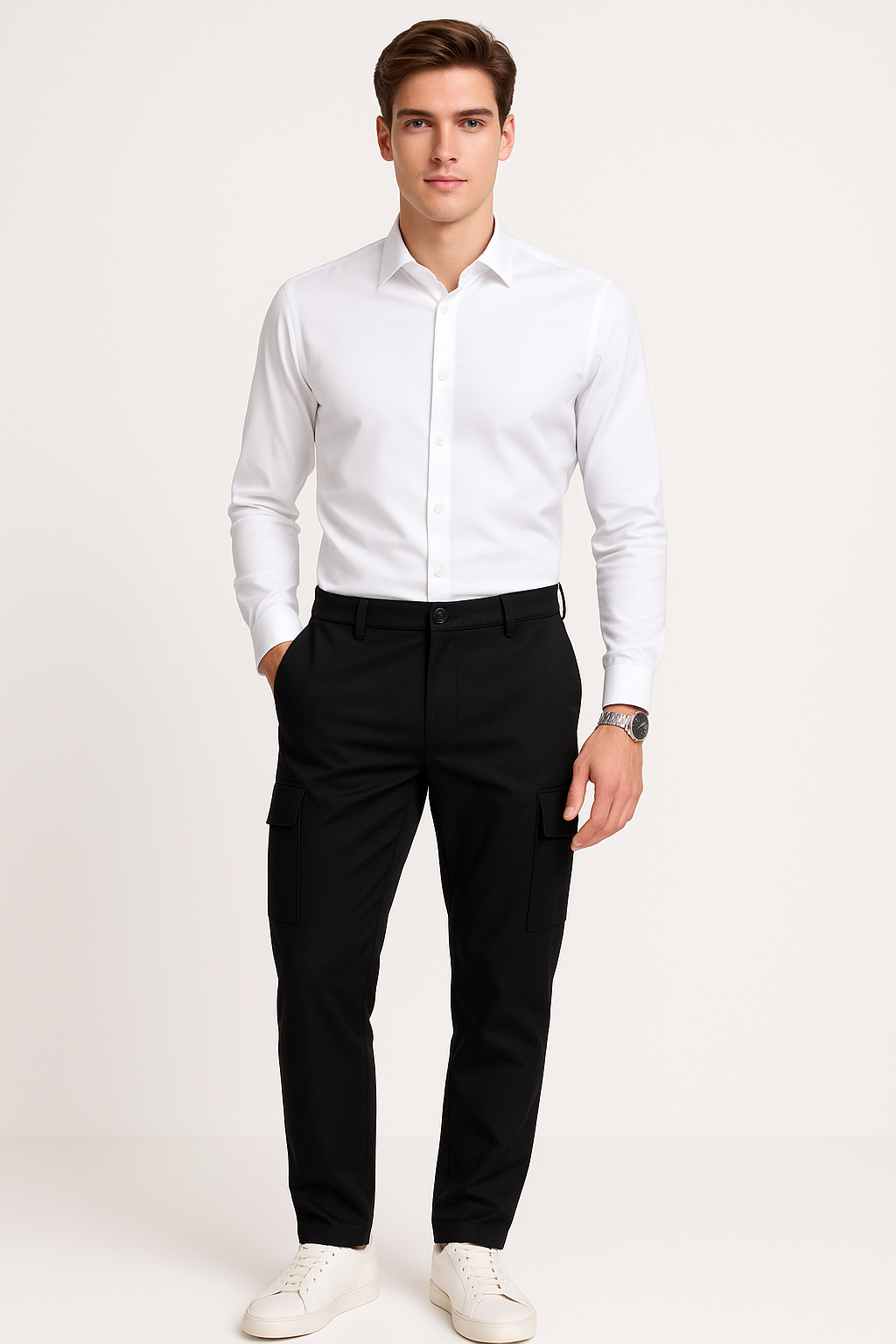 Pantalones Para Hombre Cargo Stretch G45302 Negro