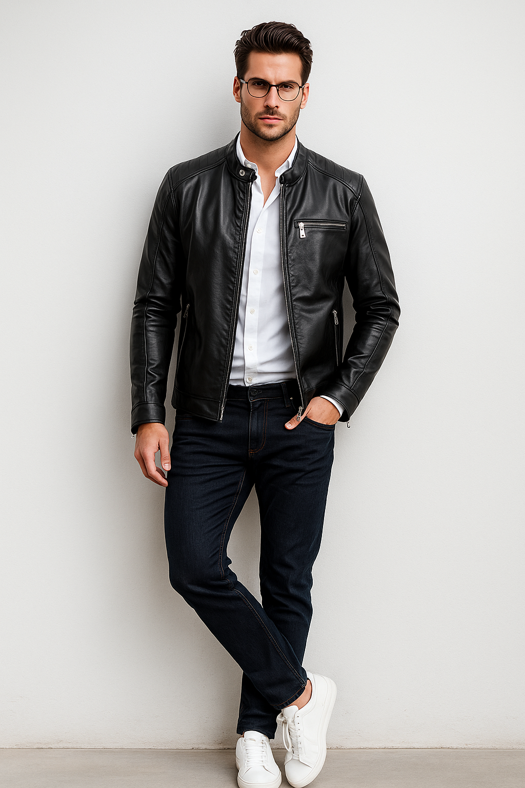 Chamarras Para Hombre Biker Tipo Piel D45308 Negro