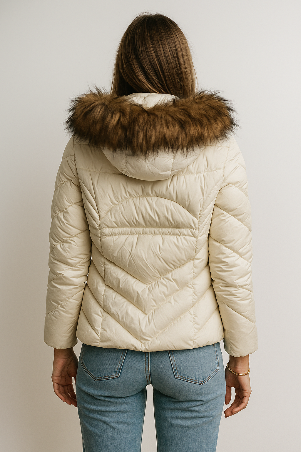Chamarras Para Mujer Acolchada Con Capucha Q33200 Crema