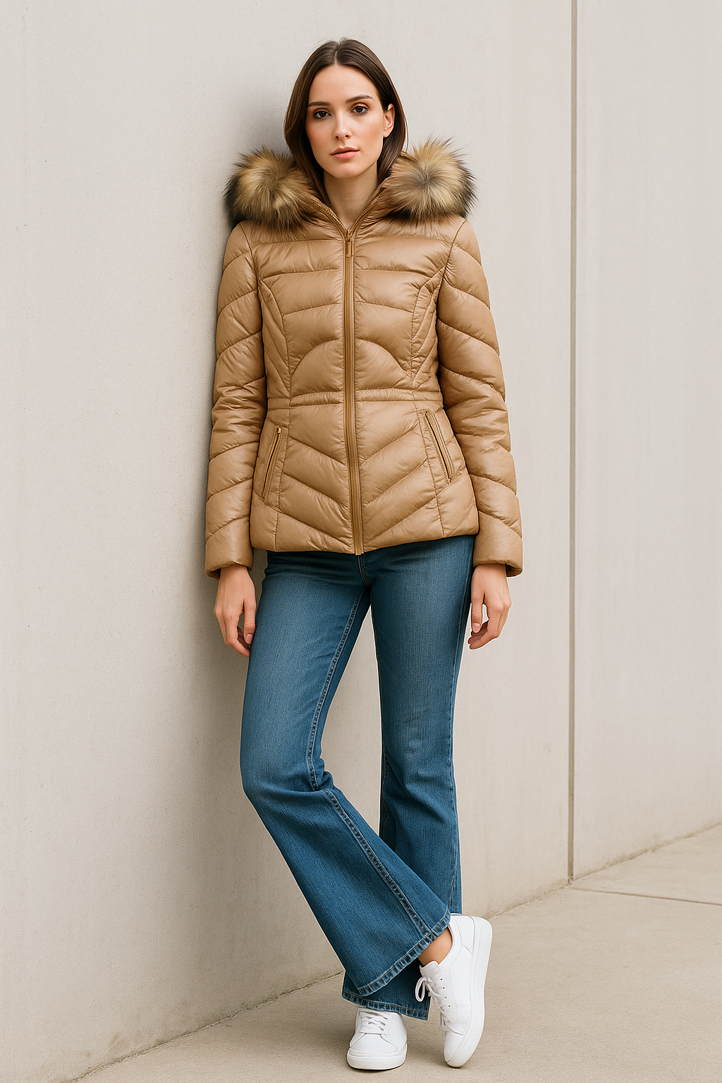 Chamarras Para Mujer Acolchada Con Capucha Q33200 Camel