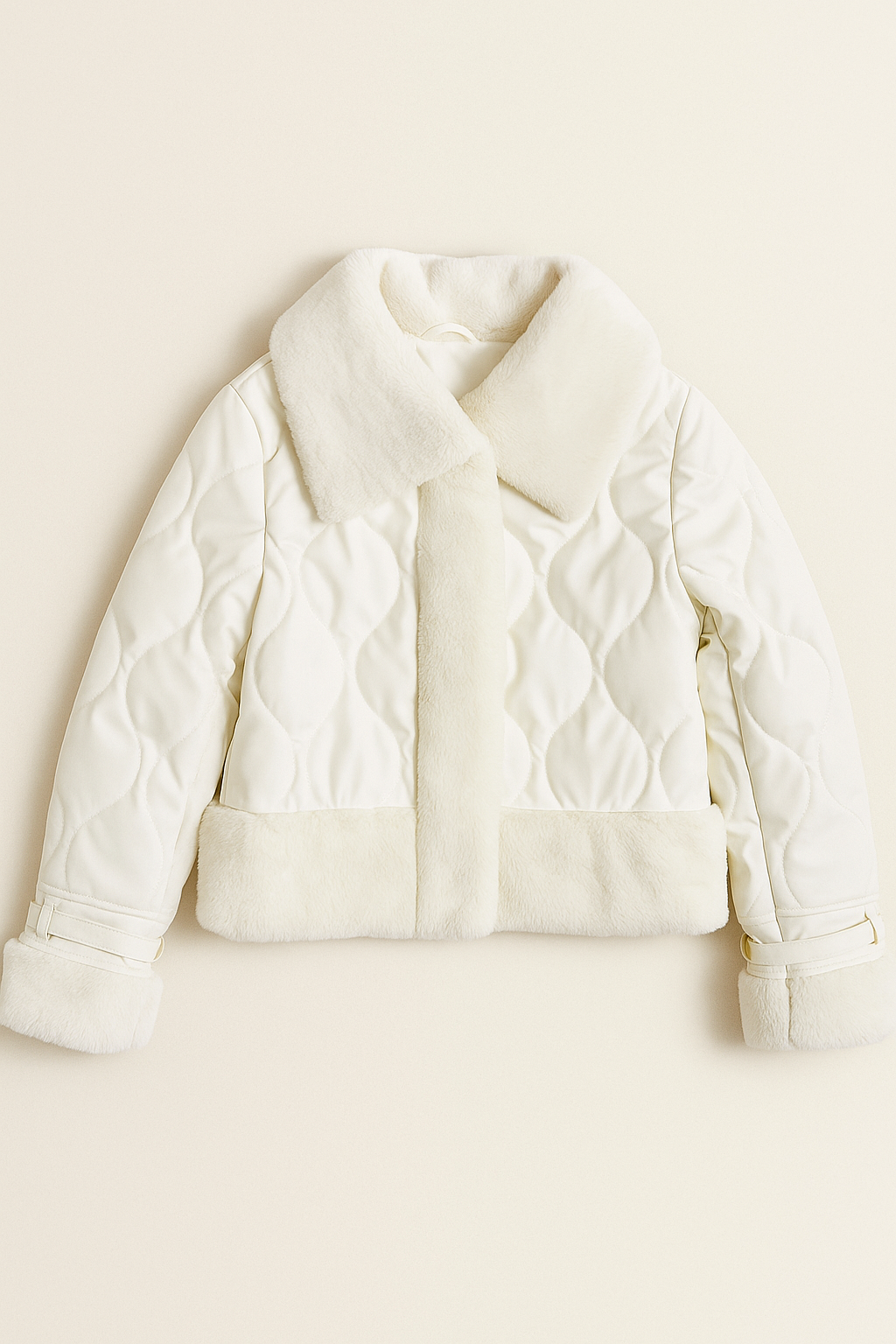 Chamarras Para Mujer Acolchada Con Peluche Q43203 Crema