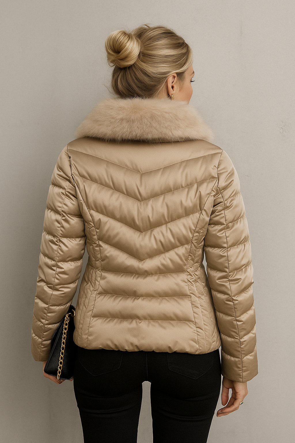 Chamarras Para Mujer Brillo Suave Acolchada Con Peluche Q43205 Dorado