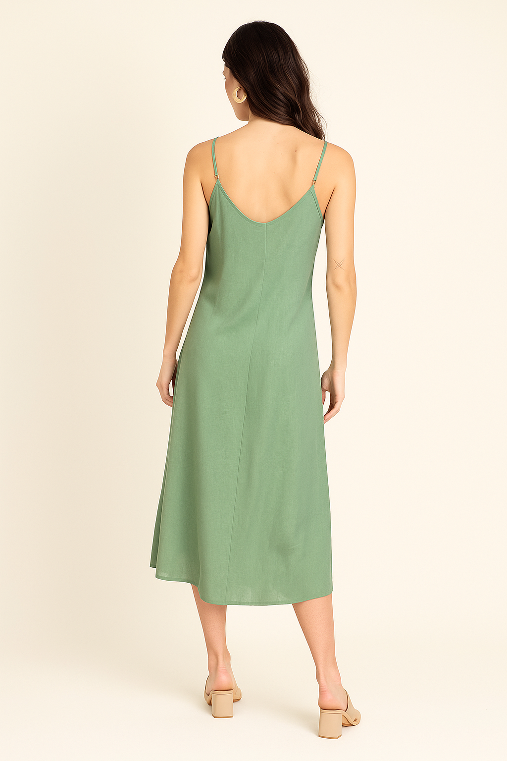 Vestidos Para Mujer Largo Amplio De Tirantes S51120 Sage