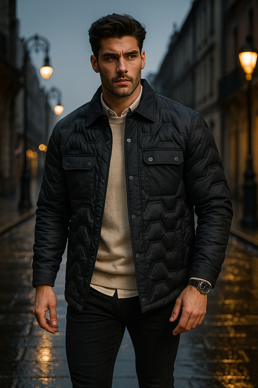 Chamarras Para Hombre Clásica De Invierno Estilo Acolchado D45302 Marino