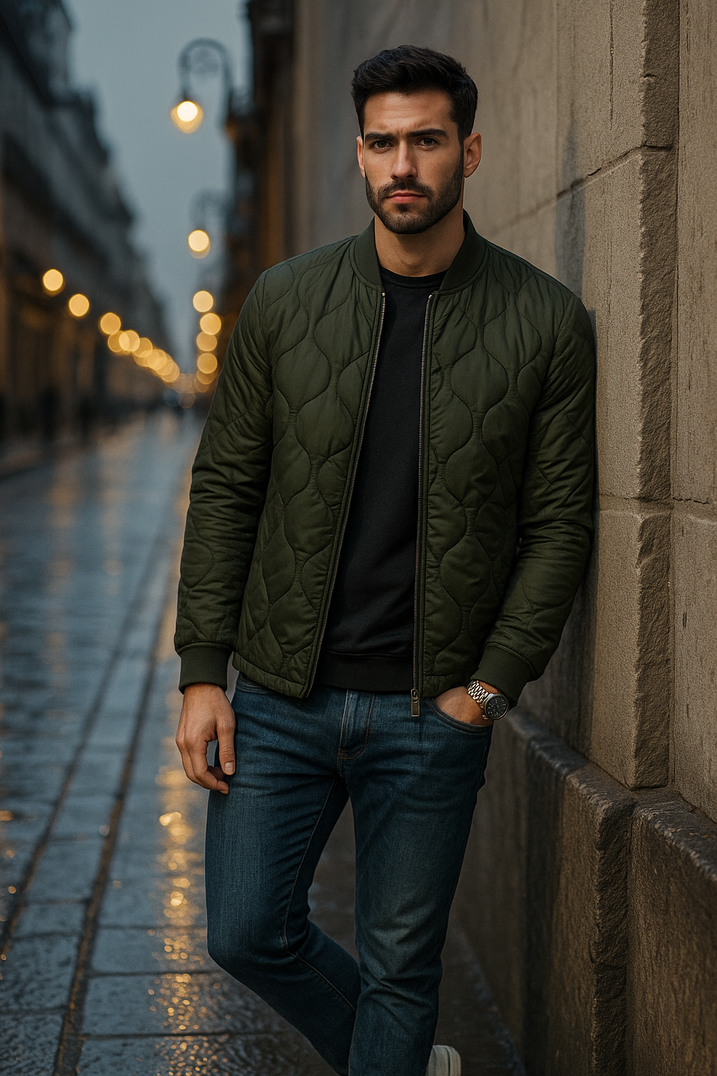 Chamarras Para Hombre De Invierno Estilo Acolchado D45303 Olivo