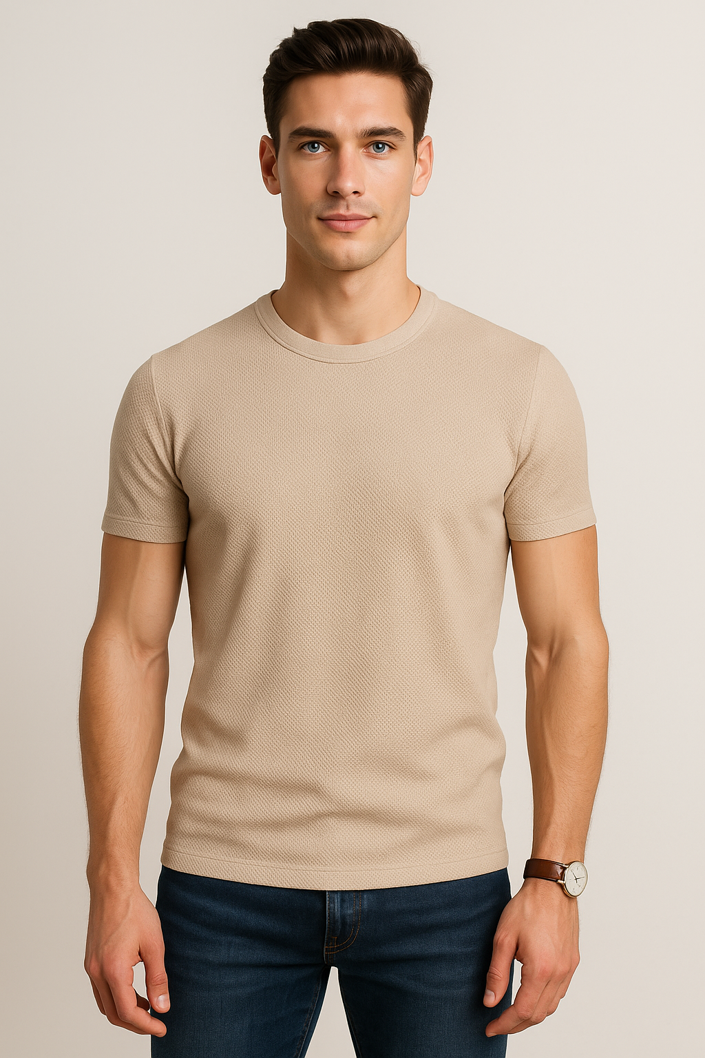 Playeras Para Hombre Con Textura A51305 Arena