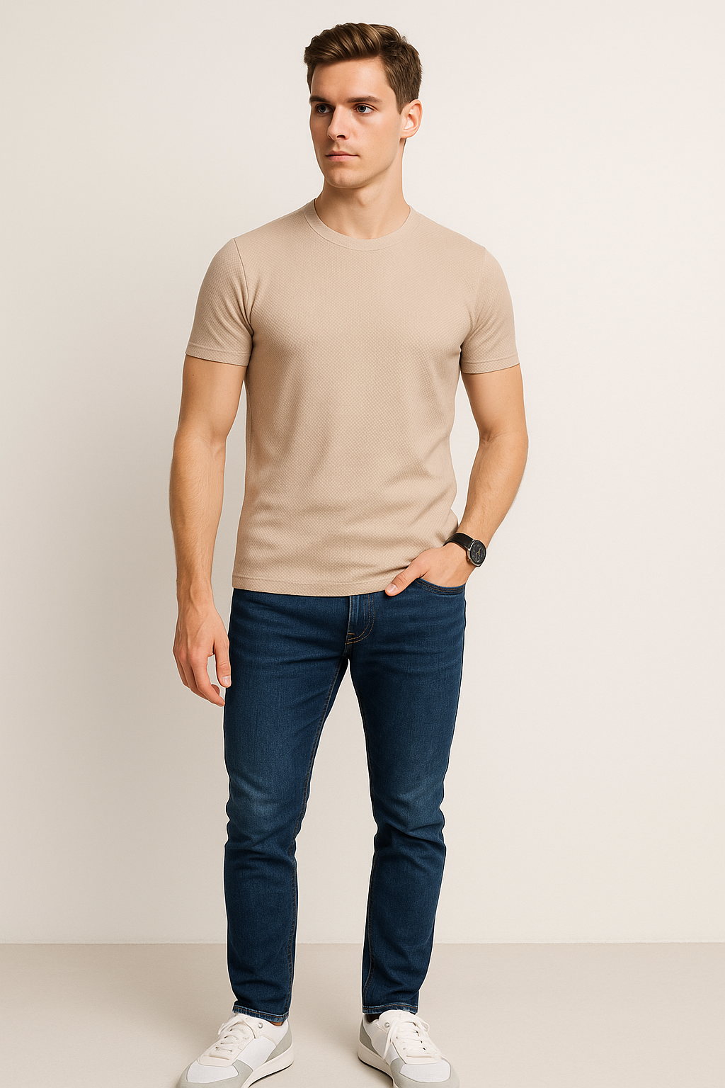 Playeras Para Hombre Con Textura A51305 Arena