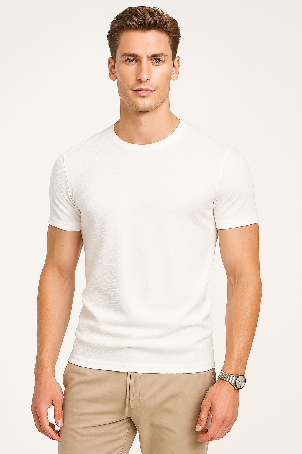 Playeras Para Hombre Con Textura A51305 Blanco