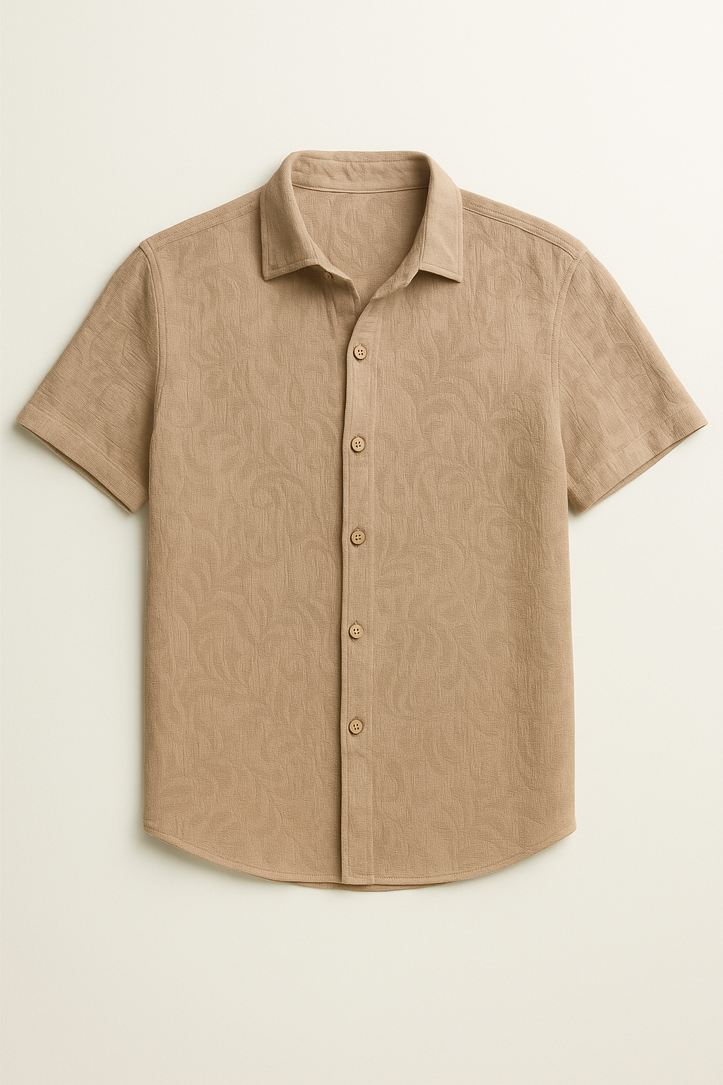 Camisas Para Hombre Tipo Lino Jacquard B51374 Kaki