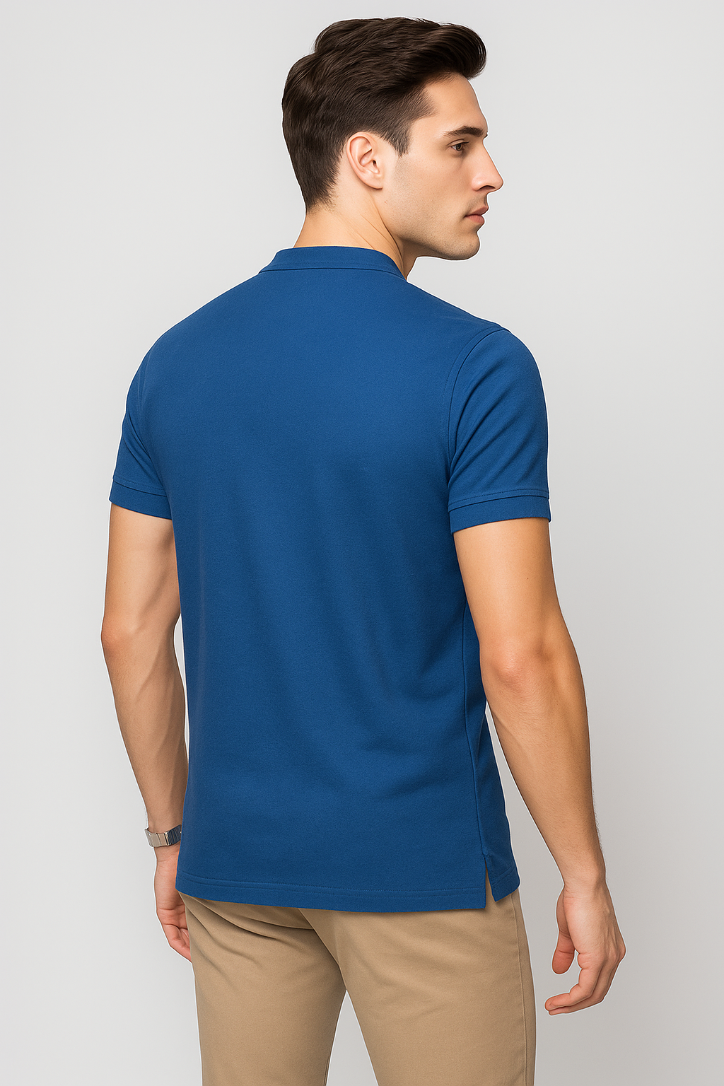 Playeras Polo Para Hombre De Manga Corta Lisa Basica Con Logo Bordado Cuello Mao Slim Fit APCMAB Petroleo