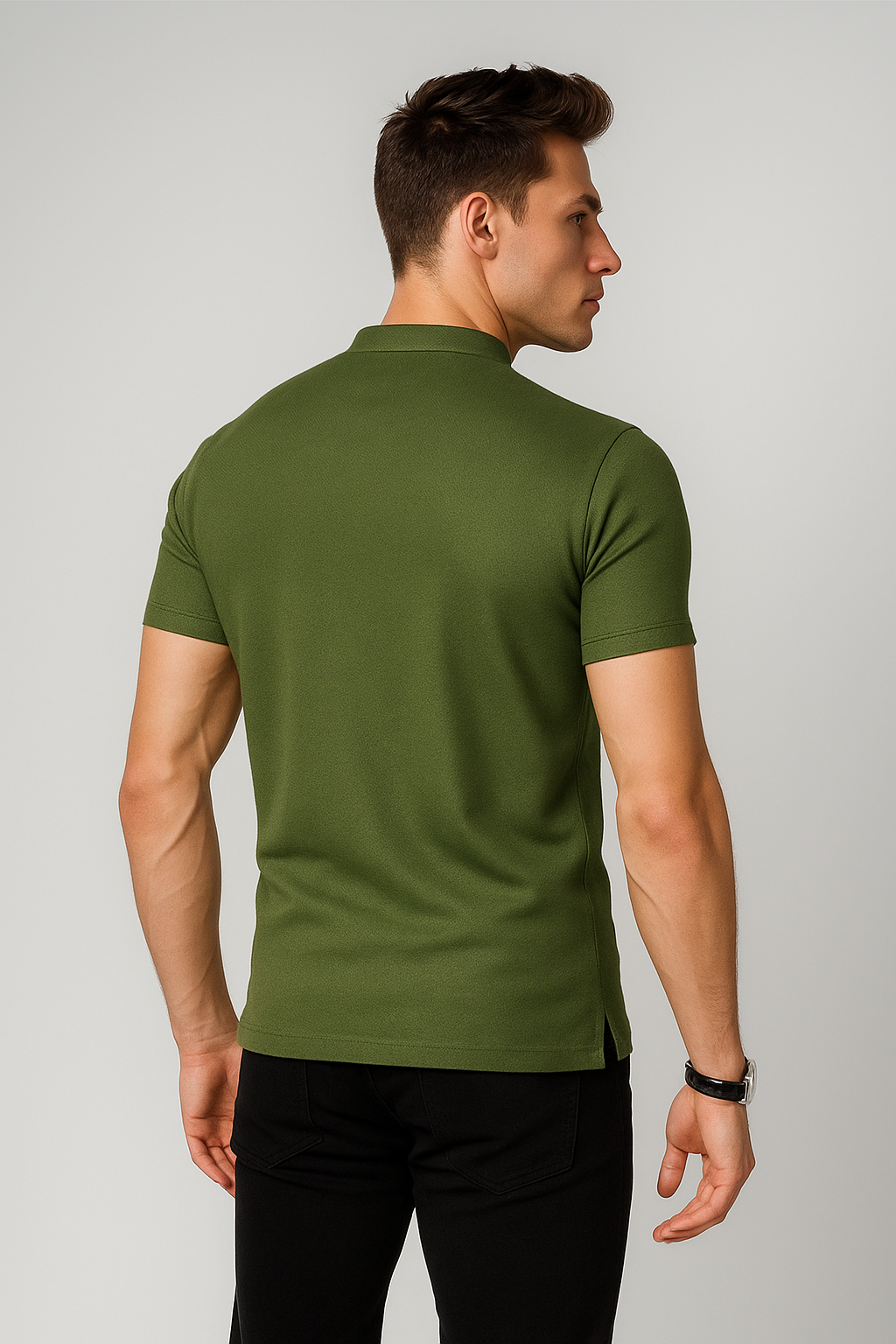 Playeras Polo Para Hombre Cuello Mao Bordado APCMAB Olivo