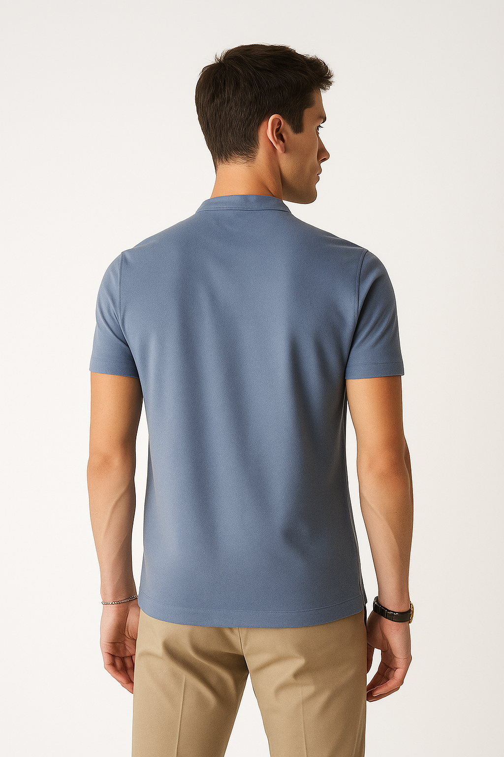 Playeras Polo Para Hombre Cuello Mao Bordado APCMAB Acero