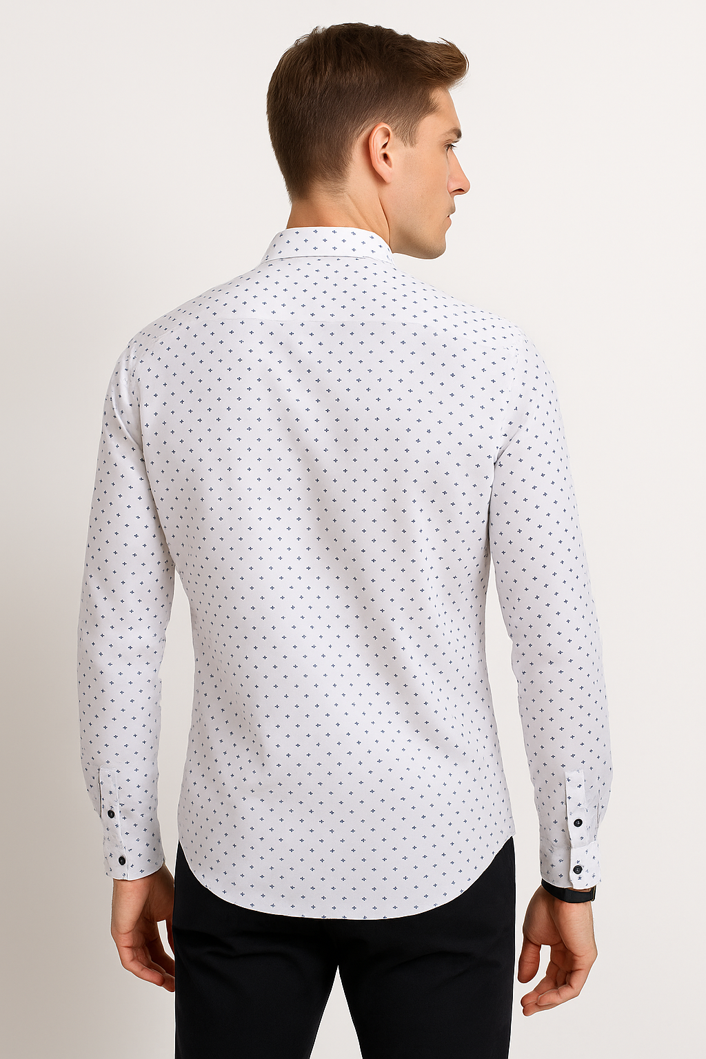 Camisas Para Hombre Slim Fit Microestampado B51314 Blanco