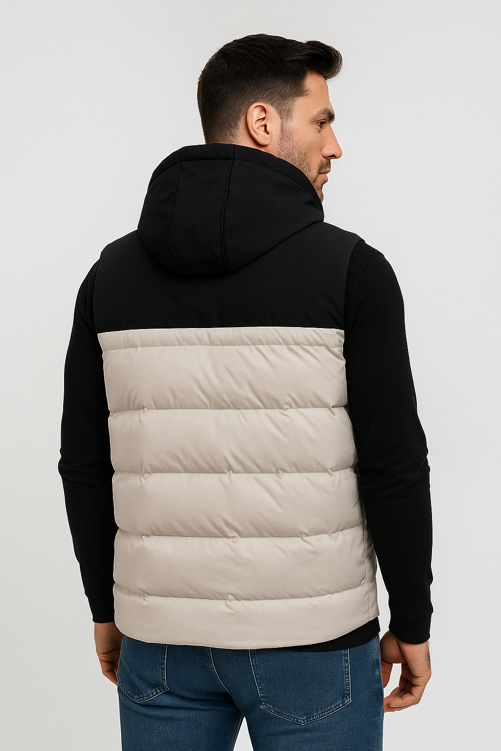 Chalecos Para Hombre Tipo Puffer Con Capucha H45305 Blanco