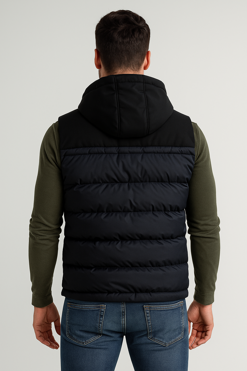 Chalecos Para Hombre Tipo Puffer Con Capucha H45305 Marino