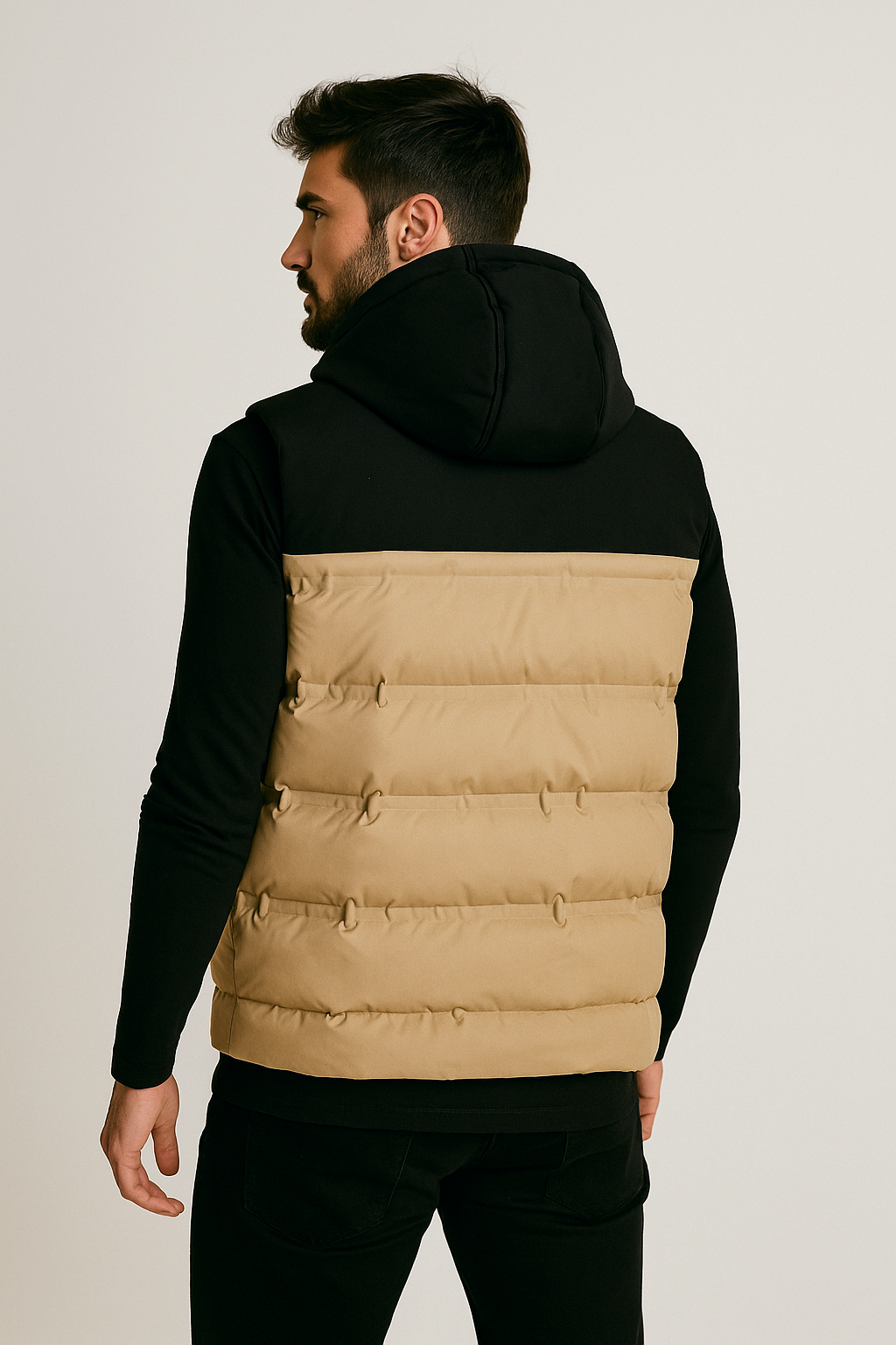 Chalecos Para Hombre Tipo Puffer Con Capucha H45305 Beige