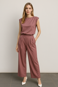 Pantalones Para Mujer Corte Amplio Con Pinzas W53119 Mauve
