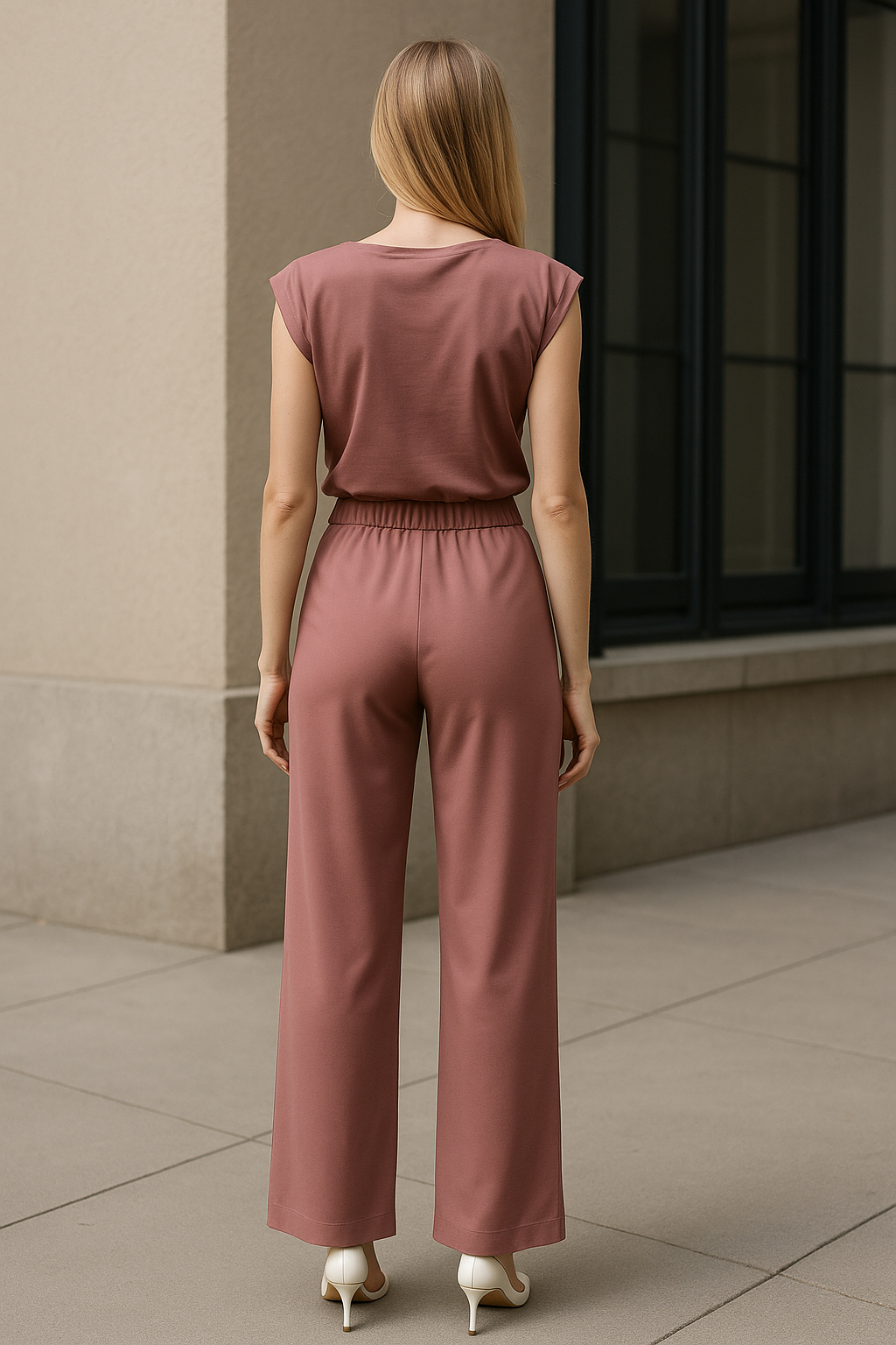 Pantalones Para Mujer Corte Amplio Con Pinzas W53119 Mauve