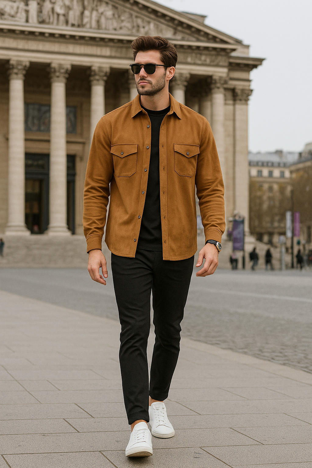 Camisolas Para Hombre Suede Tipo Gamuza B55331 Camel