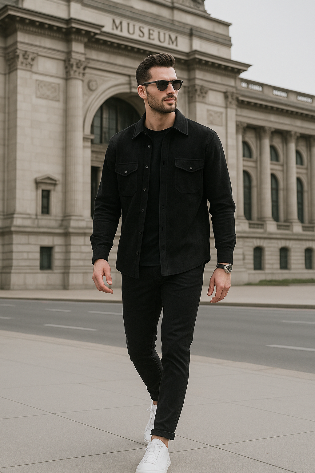 Camisolas Para Hombre Suede Tipo Gamuza B55331 Negro