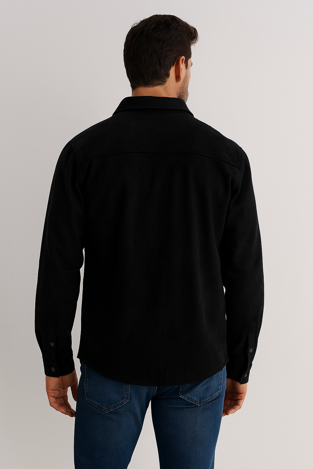 Camisolas Para Hombre Suede Tipo Gamuza B55331 Negro