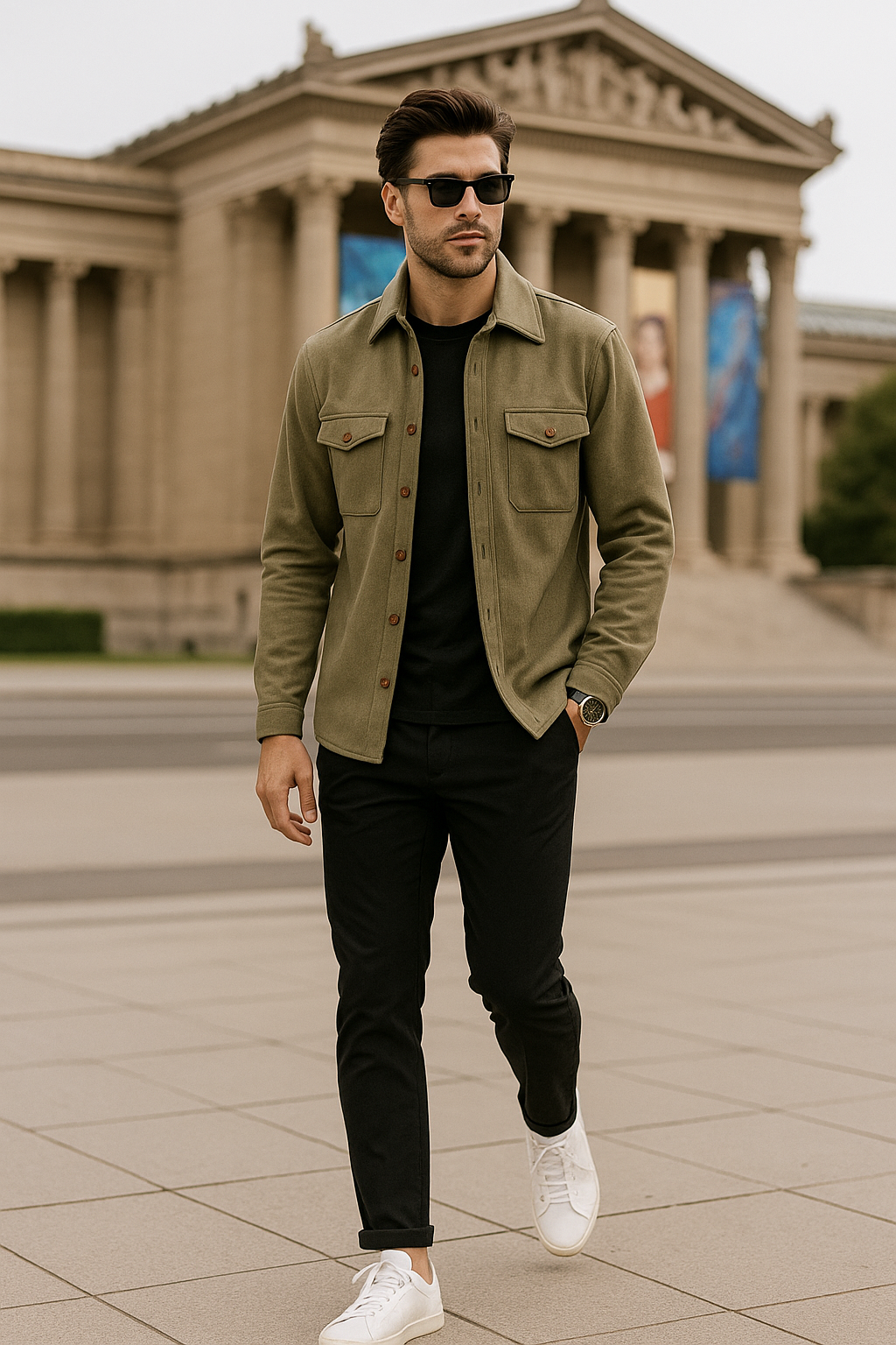 Camisolas Para Hombre Suede Tipo Gamuza B55331 Olivo