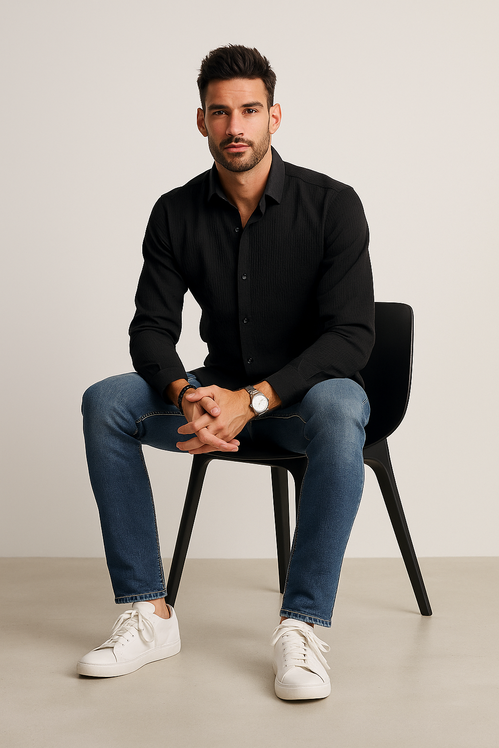 Camisas Para Hombre Jacquard Montex B55327 Negro