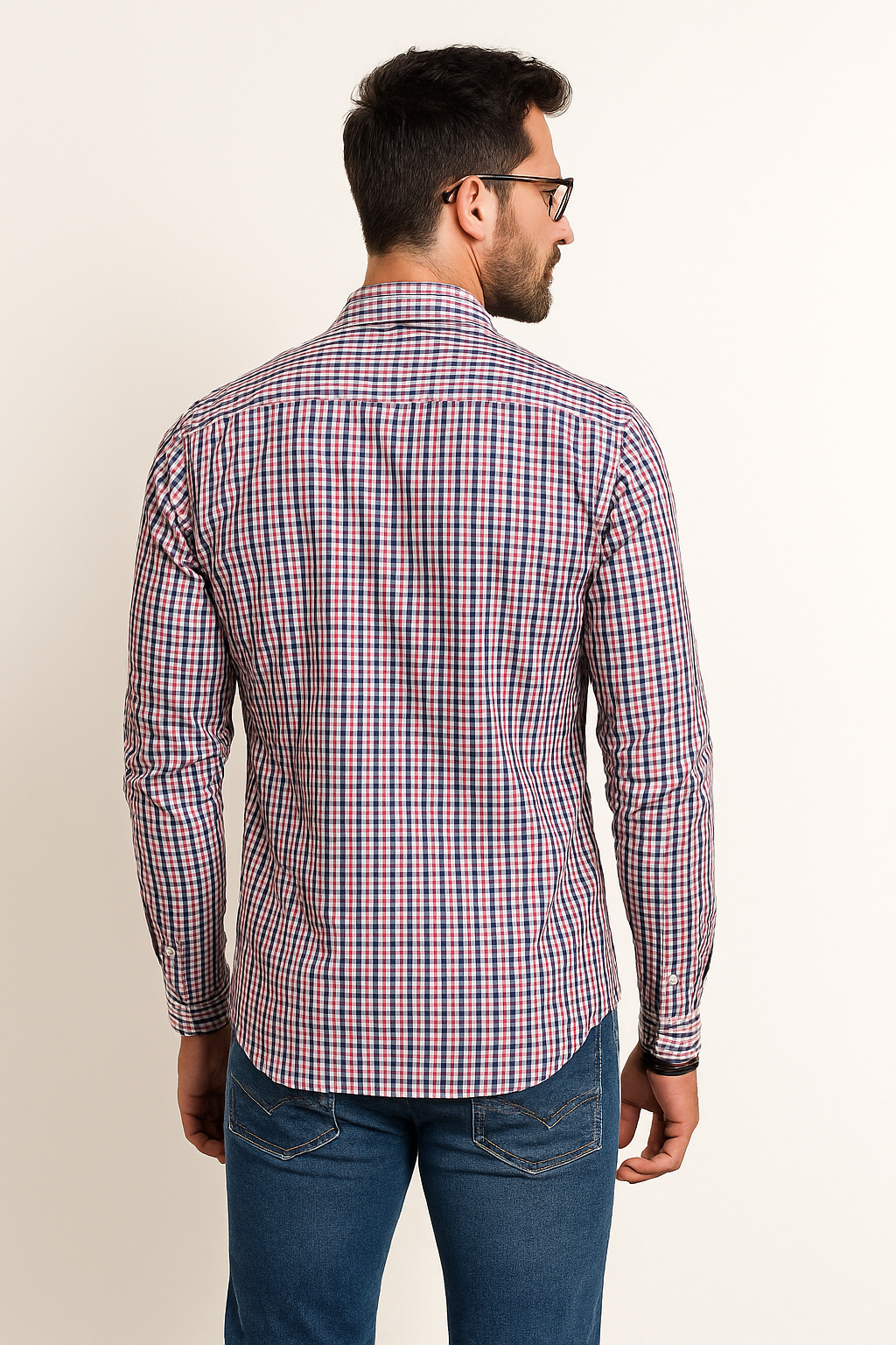 Camisas Para Hombre Cuadros Clásica Con Bolsillo B55203 Rojo