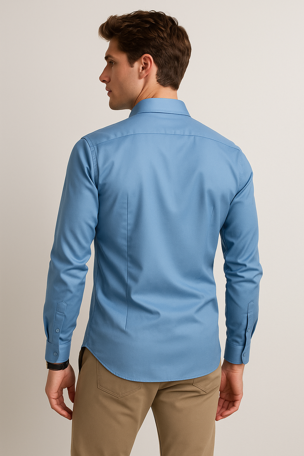 Camisas Para Hombre Satinada Stretch Formal BPOPSS Azul