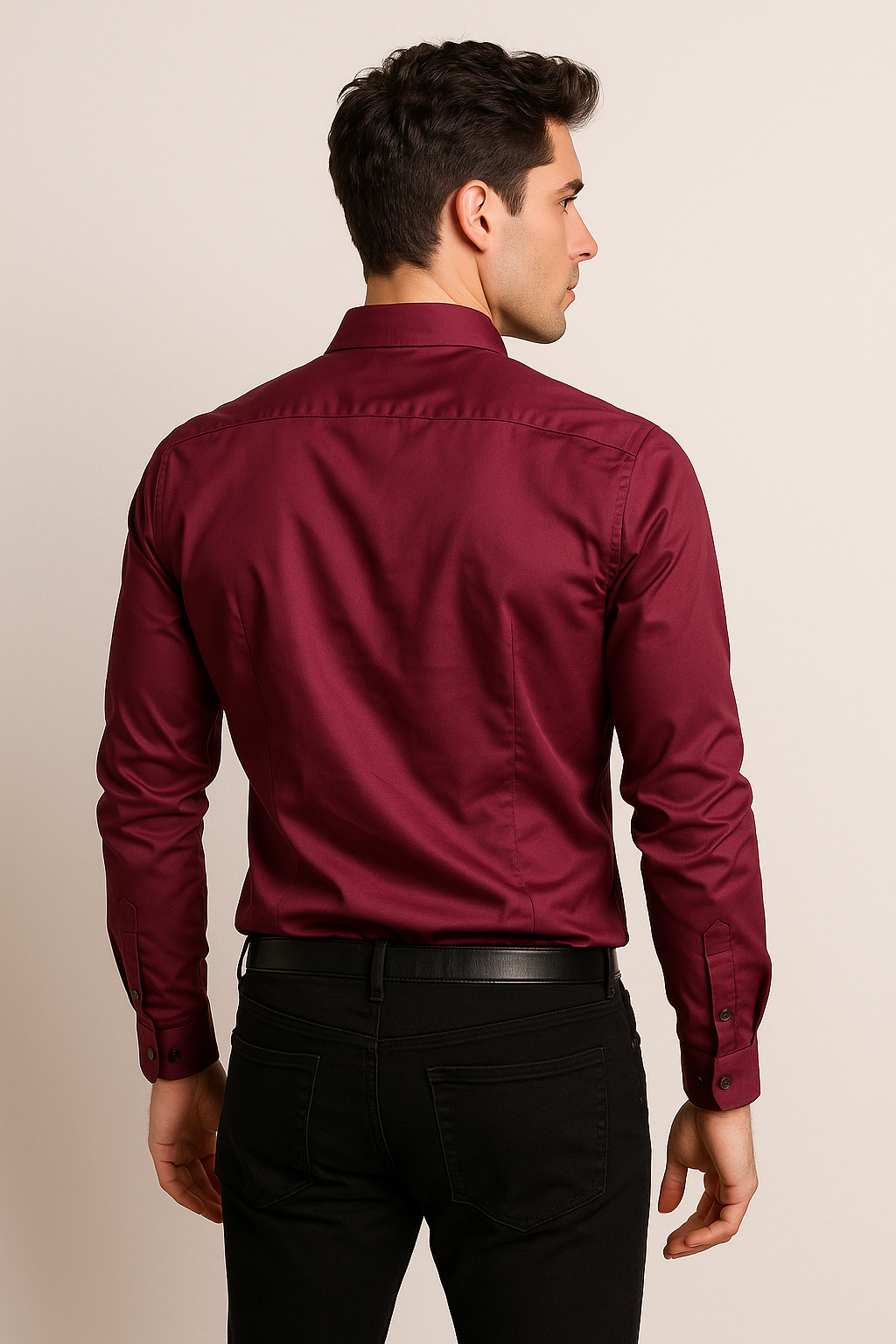 Camisas Para Hombre Satinada Stretch Formal BPOPSS Vino
