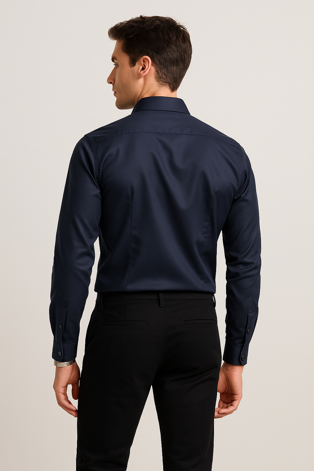 Camisas Para Hombre Satinada Stretch Formal BPOPSS Marino