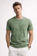 Playera para Hombre Cuello Redondo de Algodón Stretch A61402 Verde