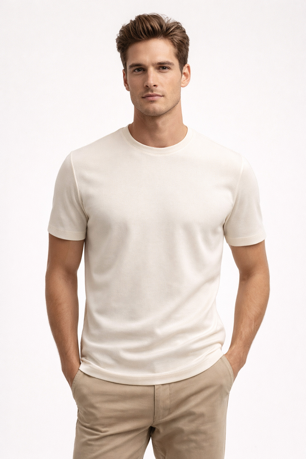 Playera para Hombre Cuello Redondo Antiarrugas Sport Transpirable A61405 Arena