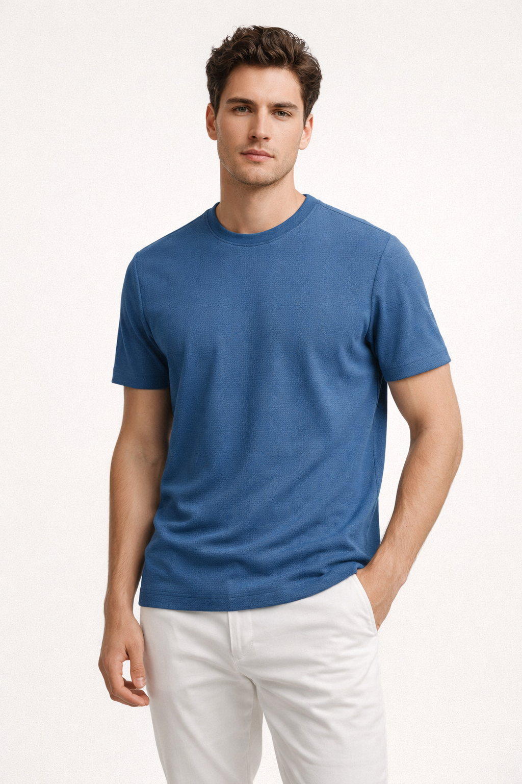 Playera para Hombre Cuello Redondo Antiarrugas Sport Transpirable A61405 Azul