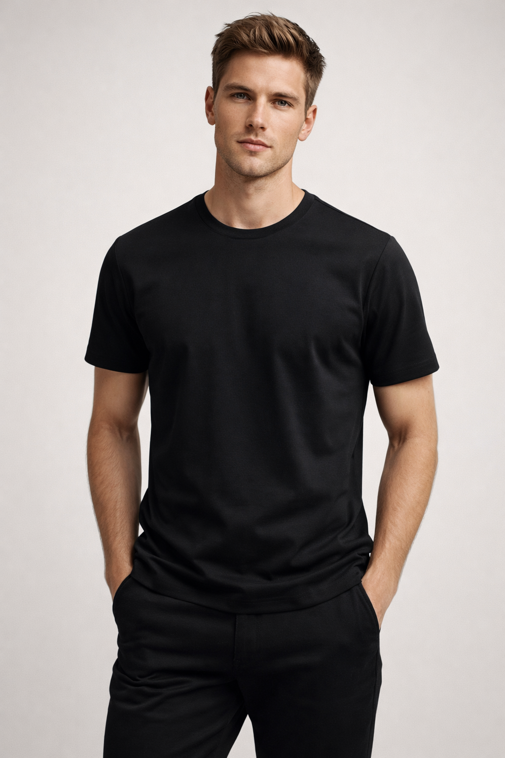 Playera para Hombre Cuello Redondo Antiarrugas Sport Transpirable A61405 Negro