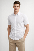 Camisa para Hombre Manga Corta Jacquard Sin Costura Antiarrugas B61451 Blanco