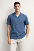 Camisa para Hombre Manga Corta Super Stretch Antiarrugas B61452 Azul
