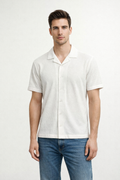 Camisa para Hombre Manga Corta Super Stretch Antiarrugas B61452 Hueso